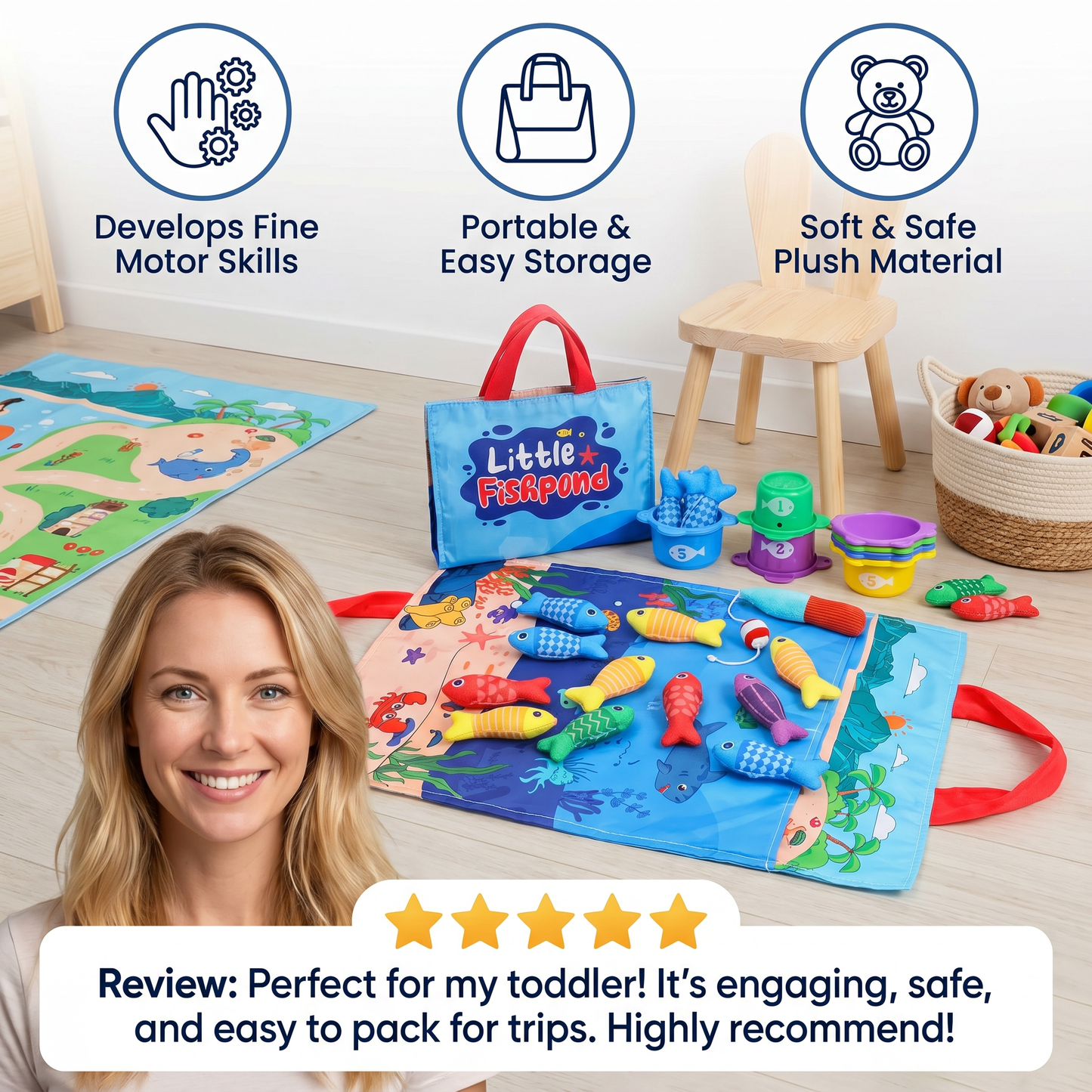 Montessori Plush Fishing Bond Toy