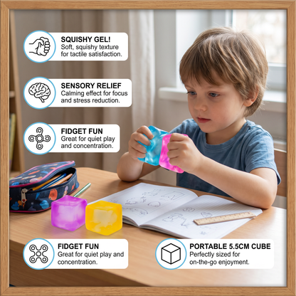 Cube Squishy Stress Ball – Soft Gel Sensory Fidget Toy