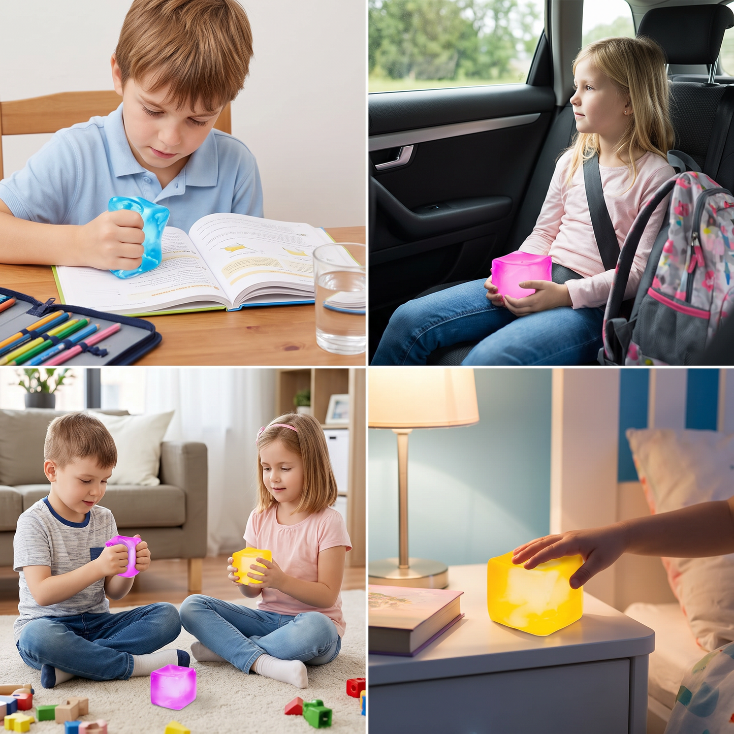 Cube Squishy Stress Ball – Soft Gel Sensory Fidget Toy