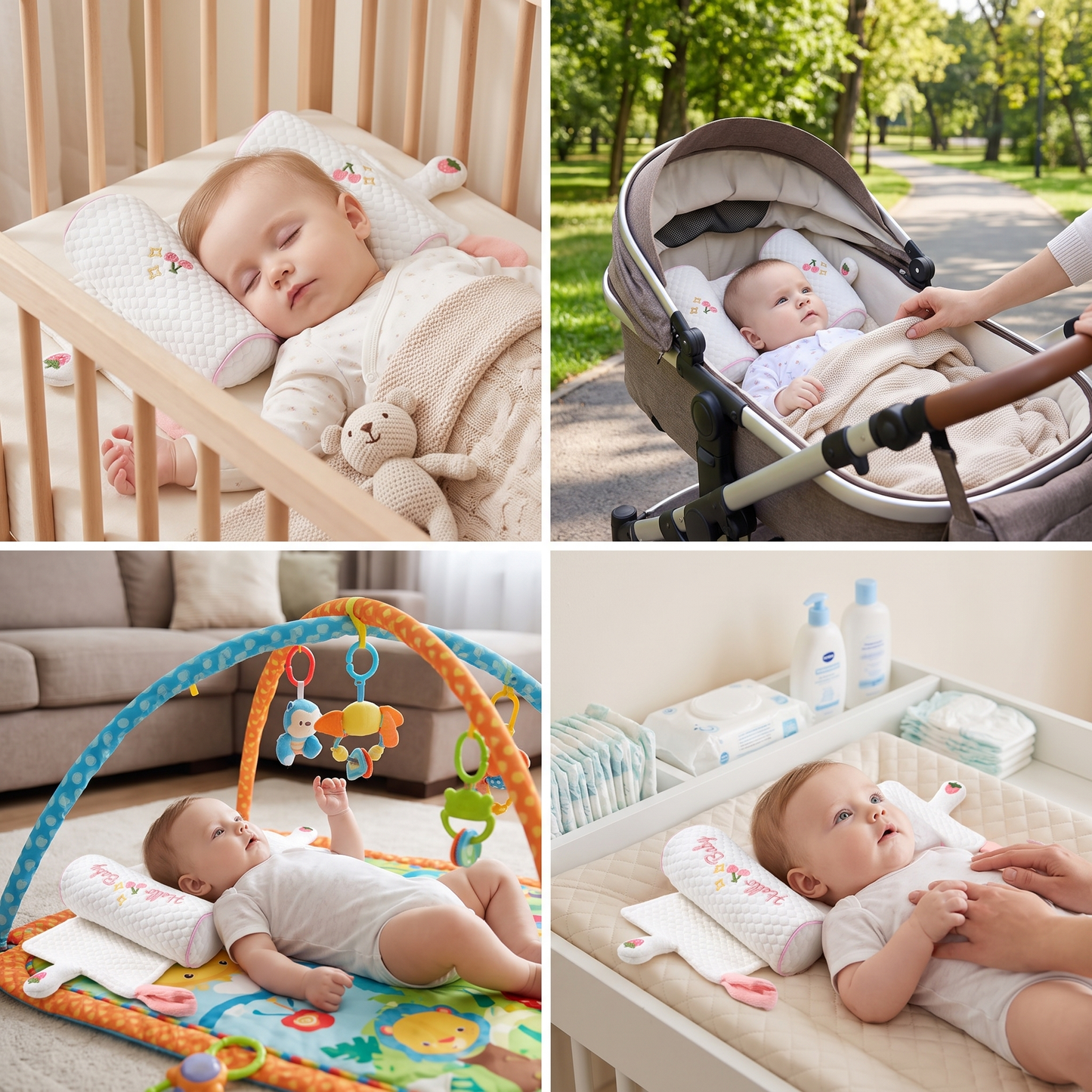 Adjustable Baby Head Shaping Pillow with Millet Filling