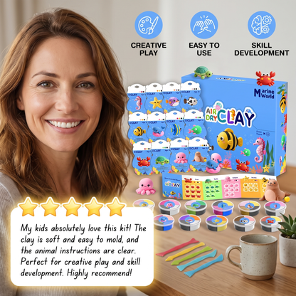 12-Piece Air Dry Clay Animal Craft Kit for Kids
