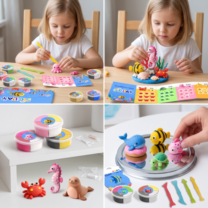 12-Piece Air Dry Clay Animal Craft Kit for Kids