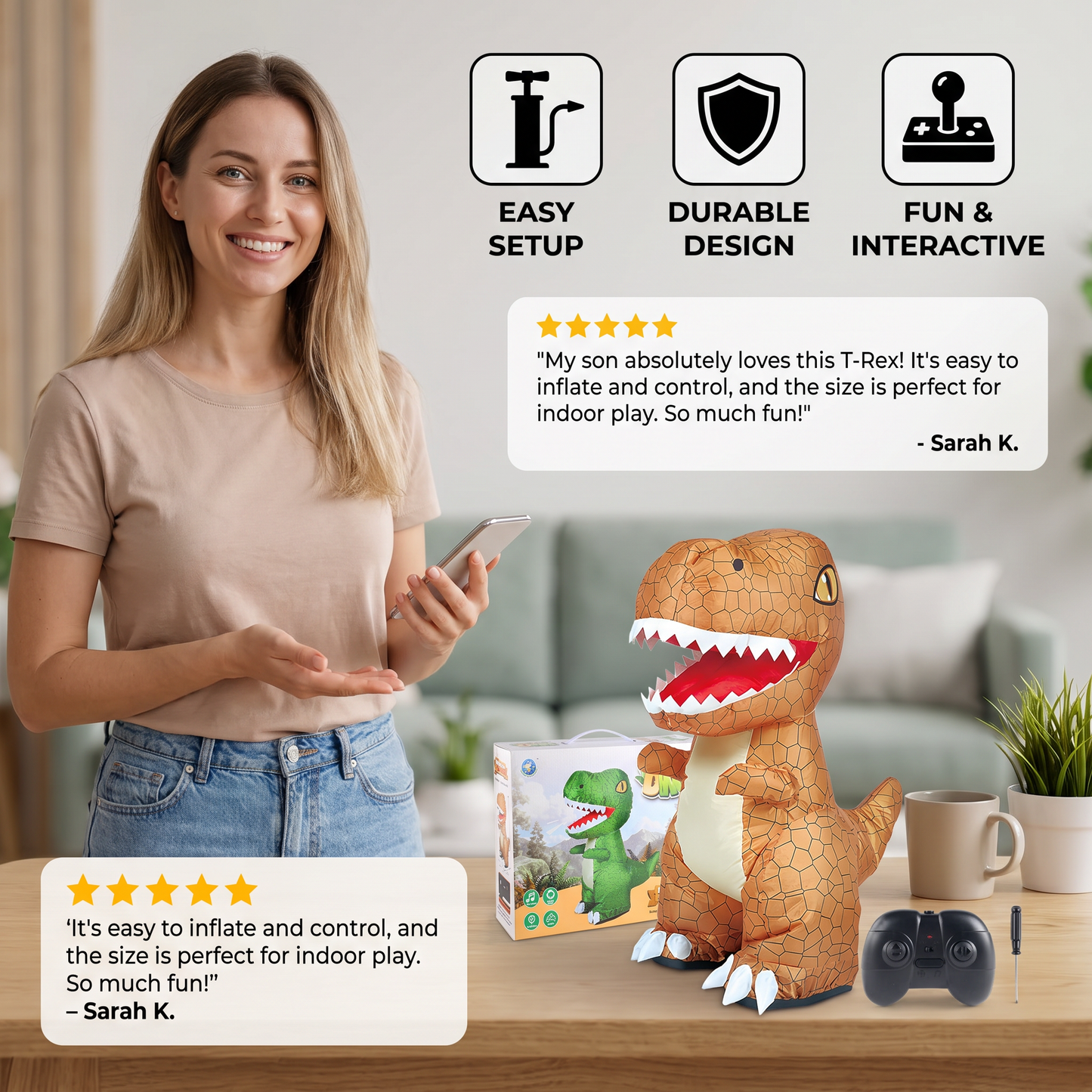 Remote Control Inflatable T-Rex Dinosaur Toy