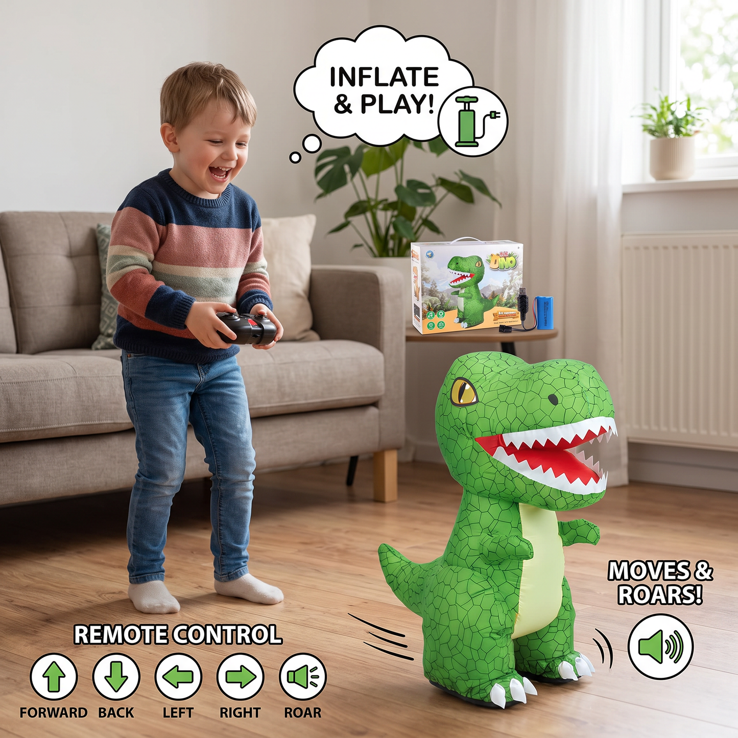 Remote Control Inflatable T-Rex Dinosaur Toy