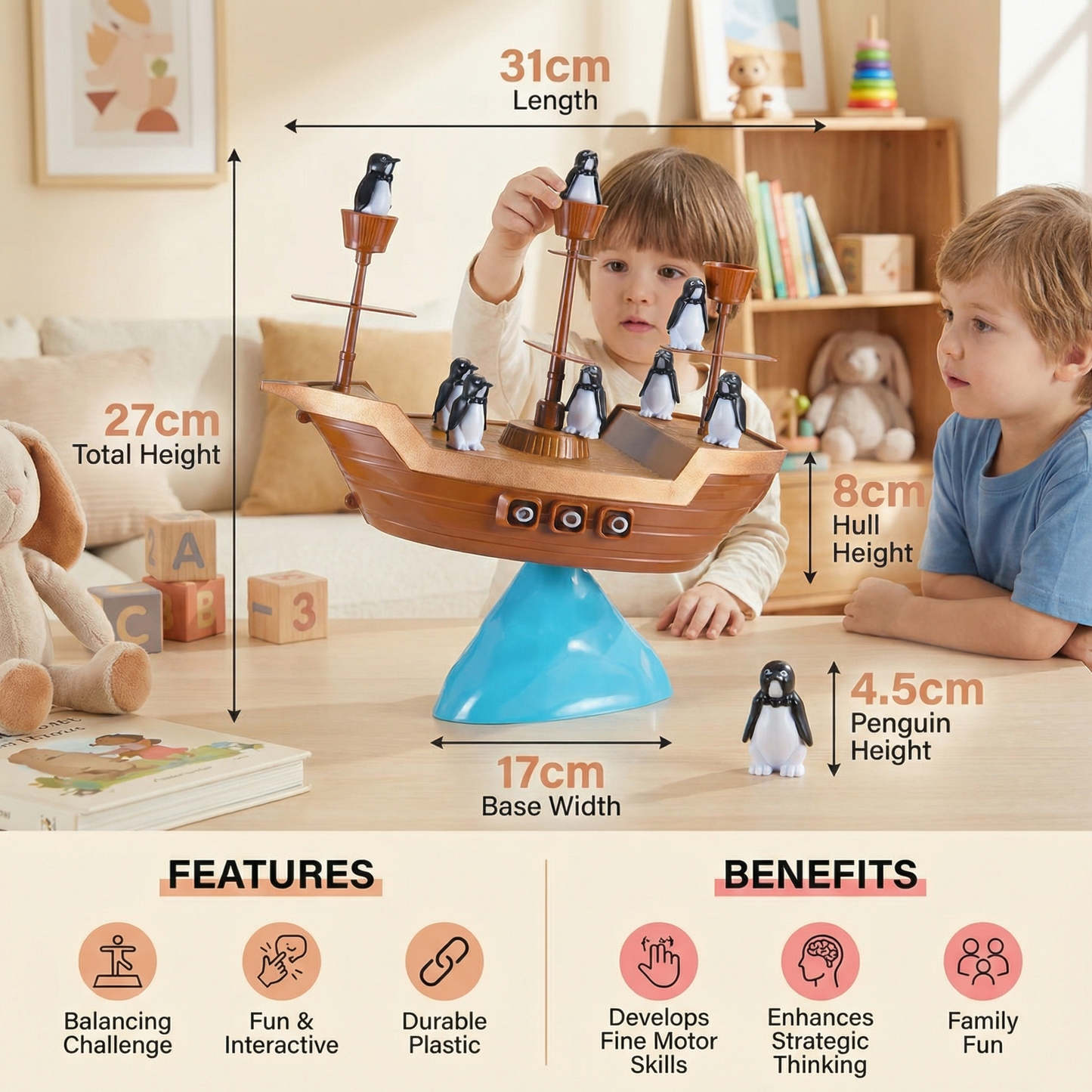 Penguin Pirate Ship Balance Game