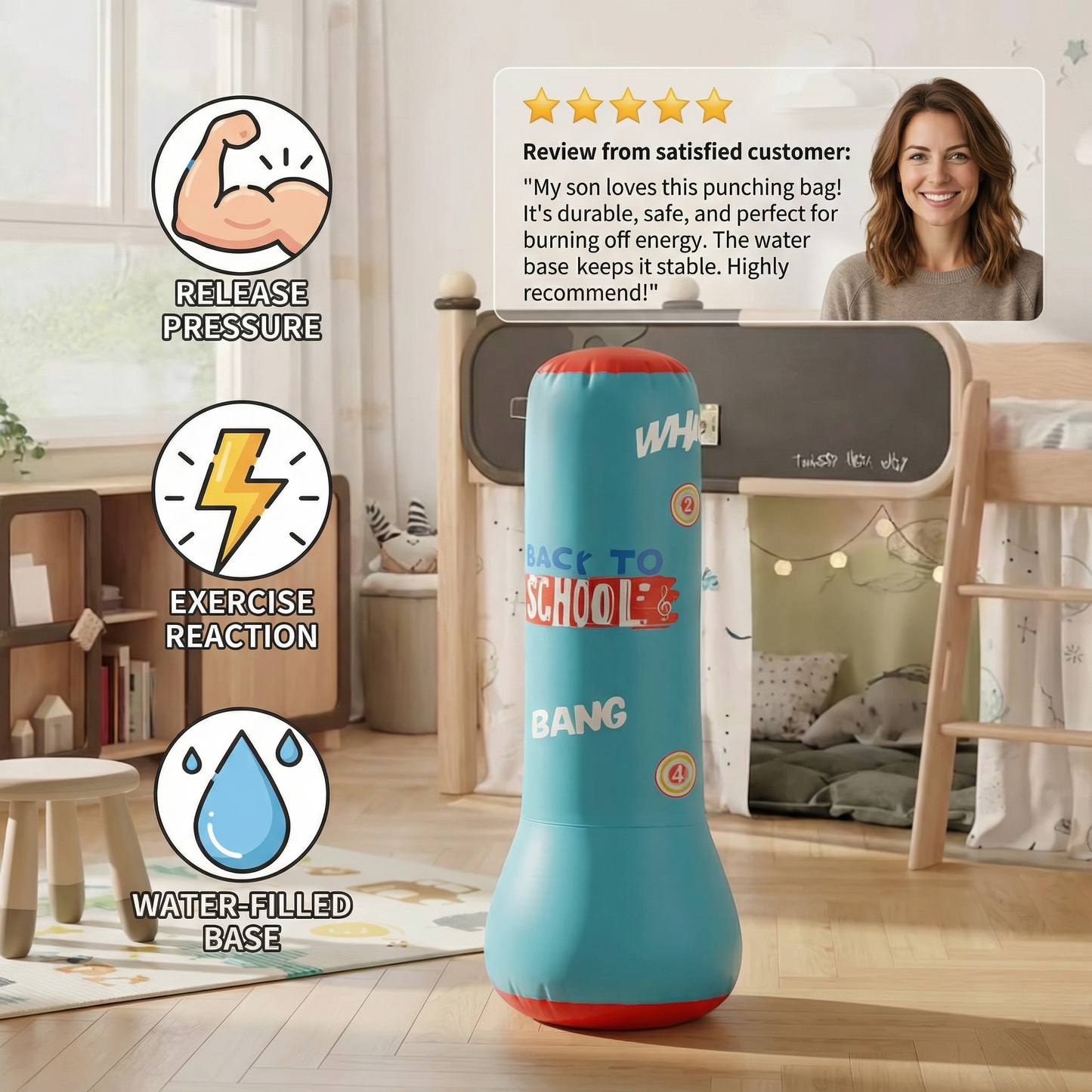 Inflatable Kids Boxing Punching Bag with Water Base