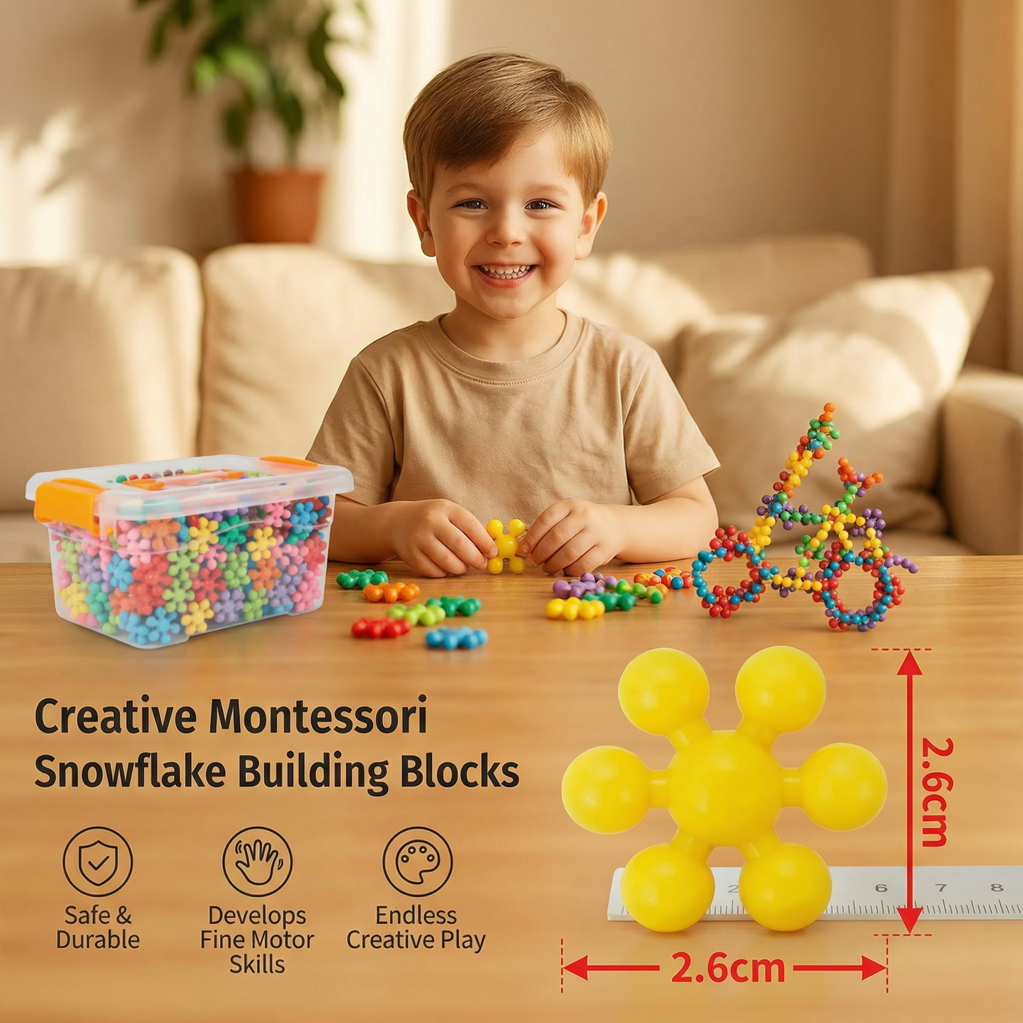 Montessori Snowflake Building Blocks