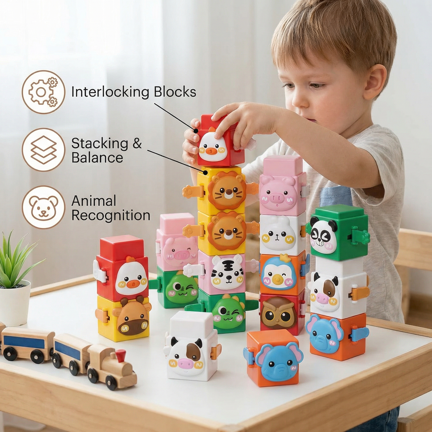 Educational Montessori Animal Stacking Set Building Toy