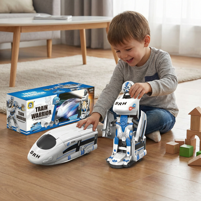 Transforming robot train toy