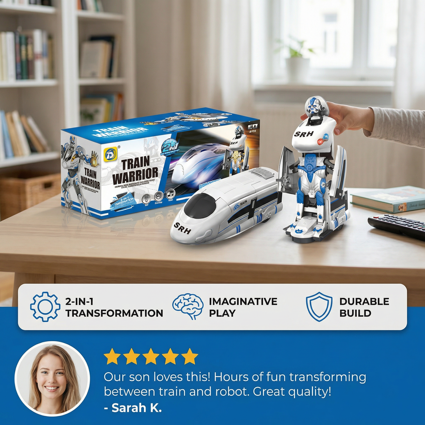 Transforming robot train toy