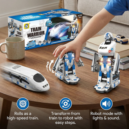 Transforming robot train toy
