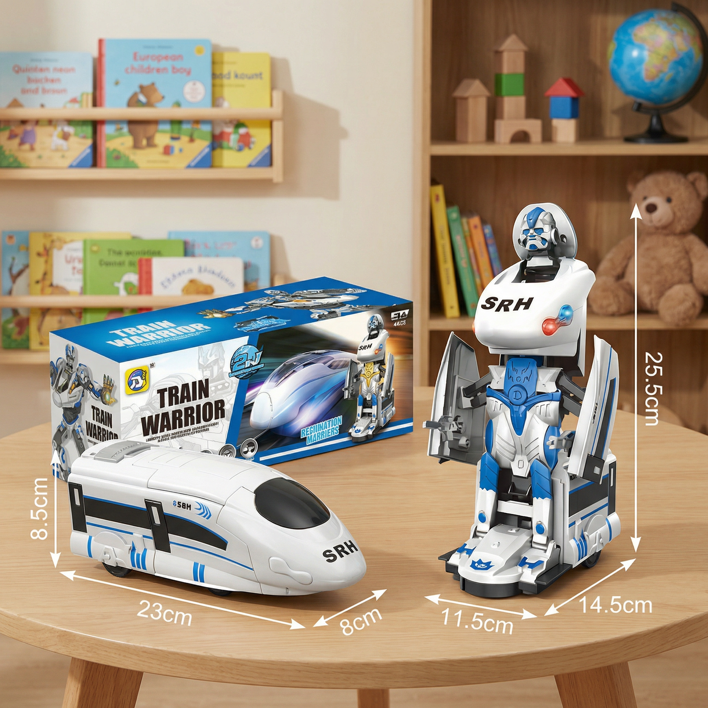 Transforming robot train toy