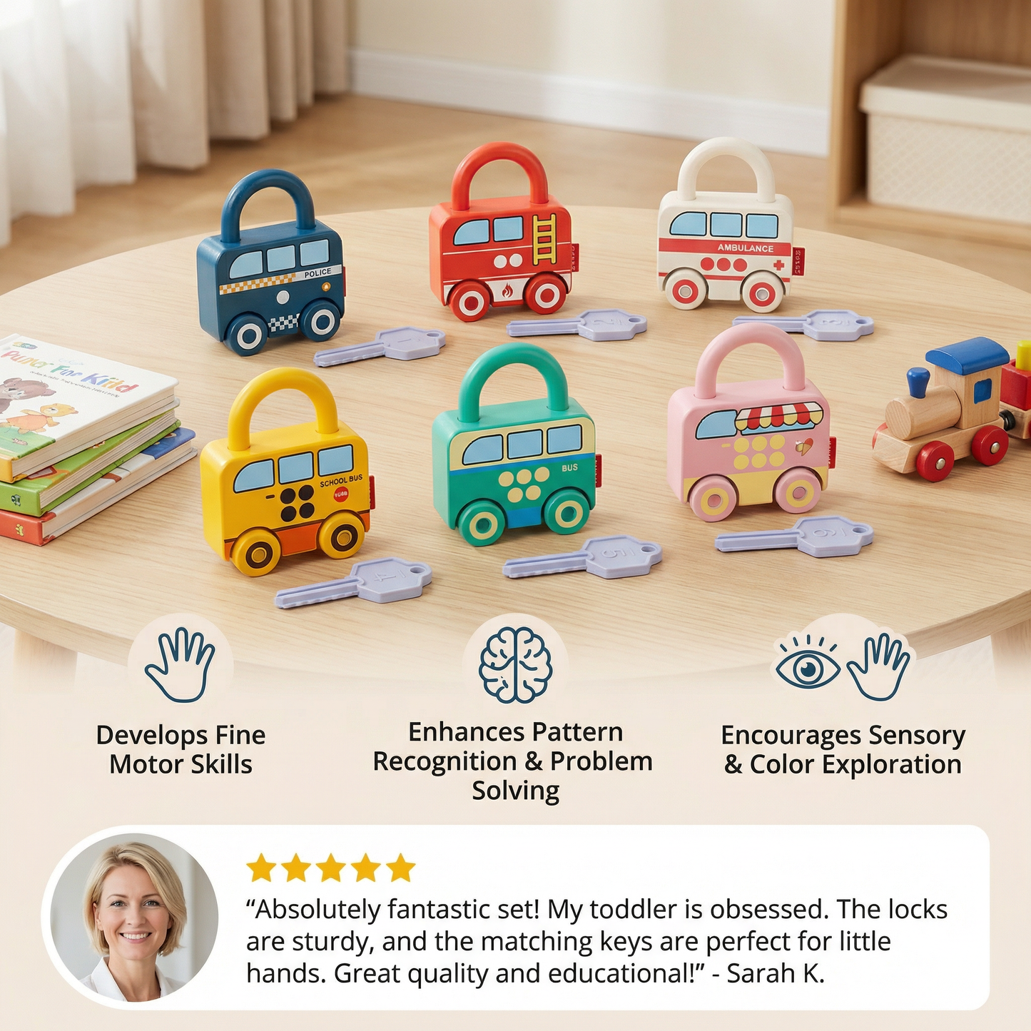 Montessori Key Lock - Patterns and Colours Toy