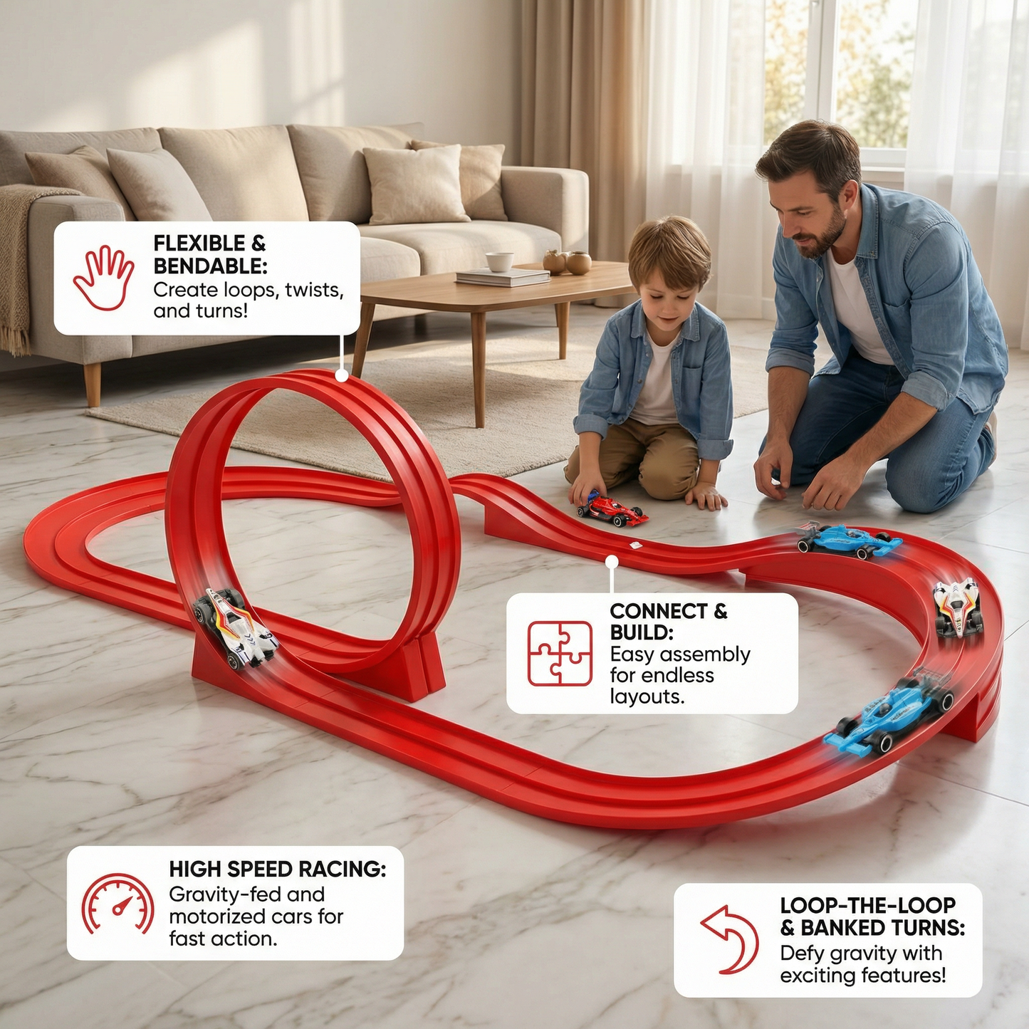 Flexible racing track set