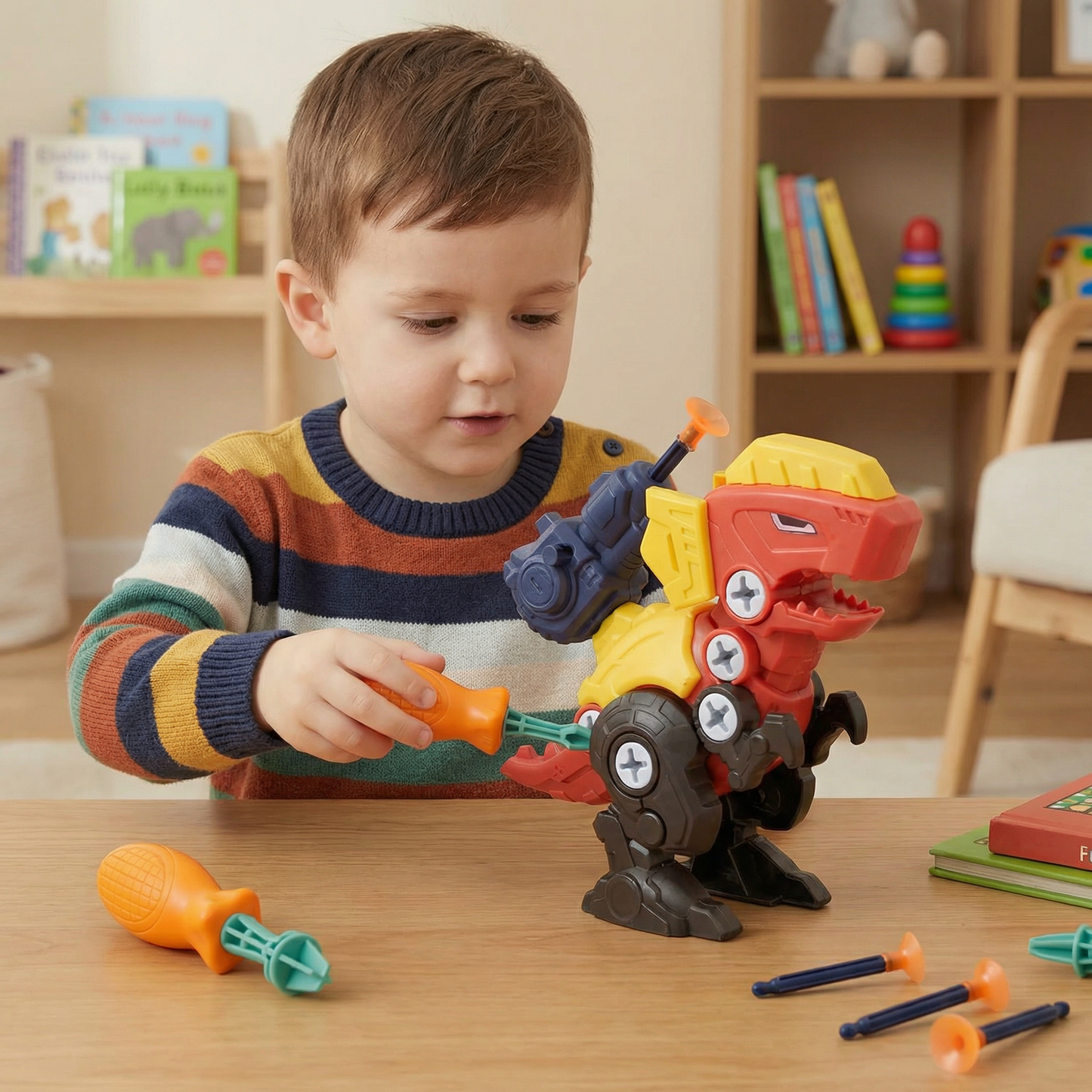 Dinosaur Screw Set with Suction Cup Cannon