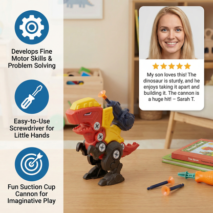 Dinosaur Screw Set with Suction Cup Cannon
