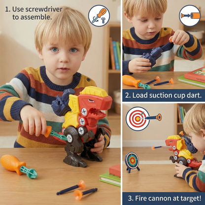 Dinosaur Screw Set with Suction Cup Cannon