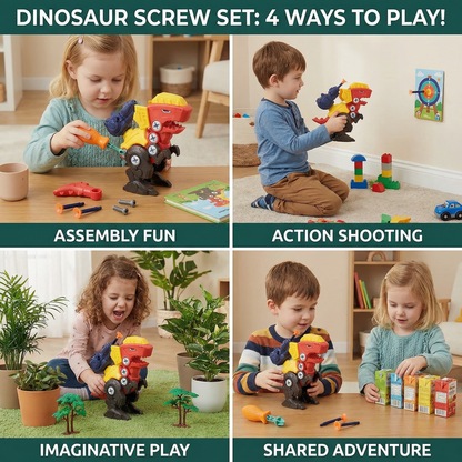 Dinosaur Screw Set with Suction Cup Cannon