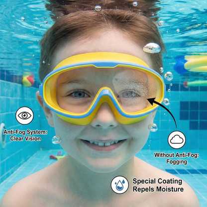 Kids Swimming goggles with large frames and anti-fog system
