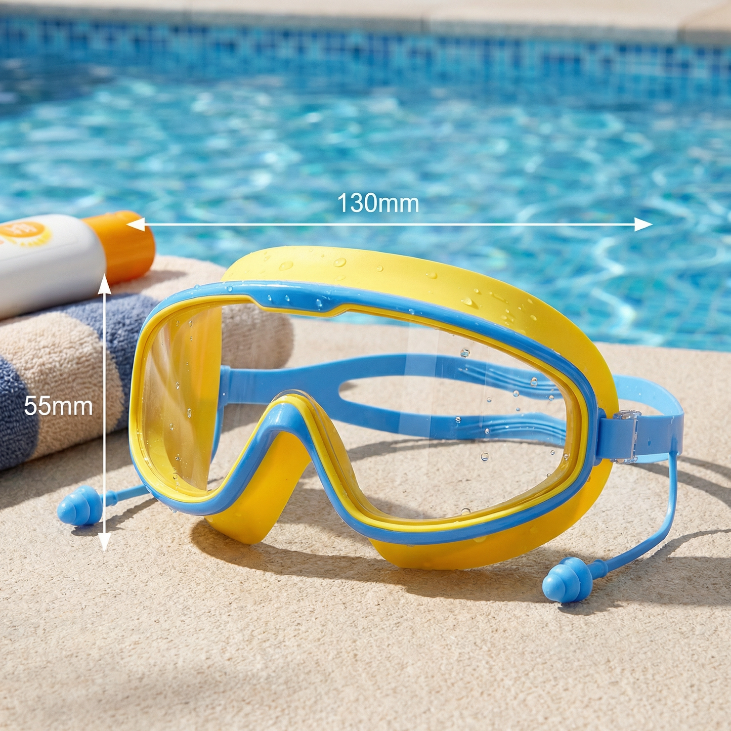 Kids Swimming goggles with large frames and anti-fog system