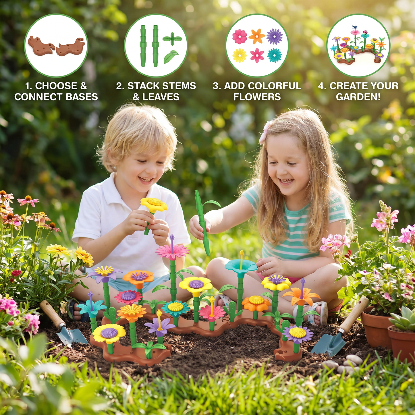 Flower Garden Building Toy for Kids – Creative Planting & Learning Playset for Little Gardeners