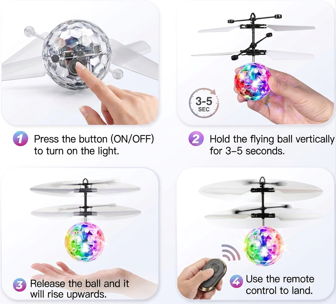 Hand-Controlled Flying LED Ball Drone for Kids
