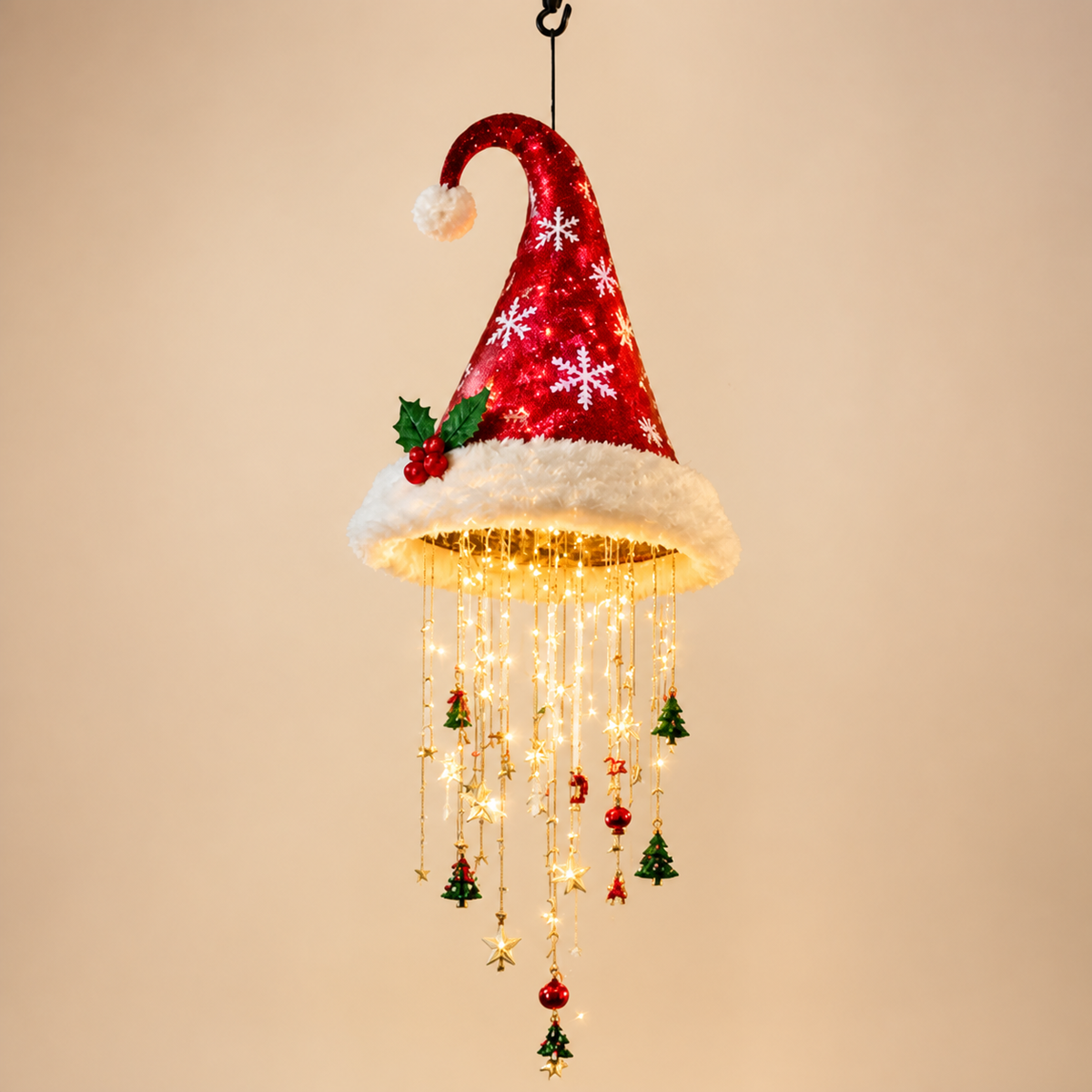 Christmas Santa Hat Lights with LED String Decorations