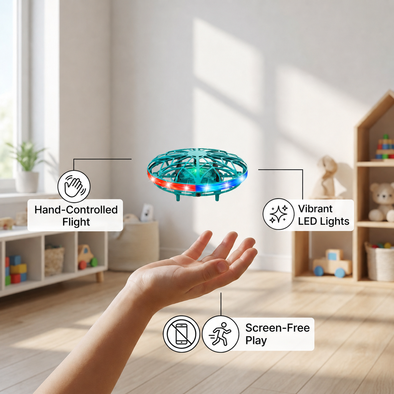 Motion-Sensing LED UFO Flying Drone