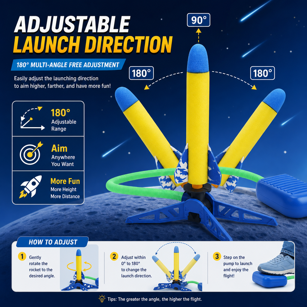 Safe & Soft Kids Rocket Launcher- Lightning Air-Powered Indoor Fun