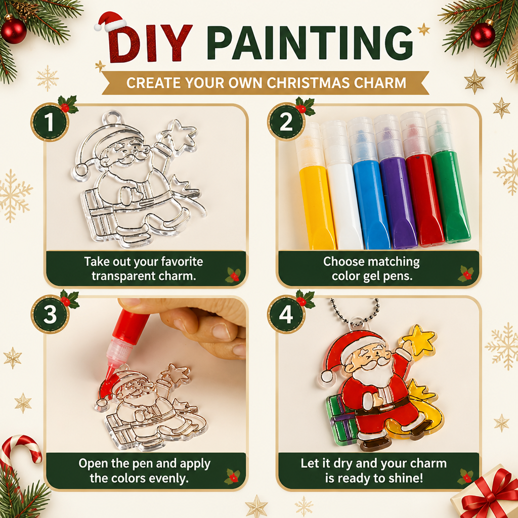 DIY Christmas No-Bake Glue Painting Ornament Craft Kit for Kids