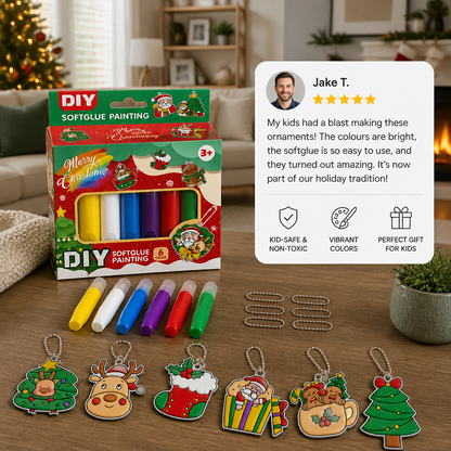 DIY Christmas No-Bake Glue Painting Ornament Craft Kit for Kids