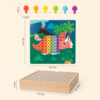 4-in-1 Montessori Wooden Sensory Activity Travel Board Box with Gears & Colorful Pegs