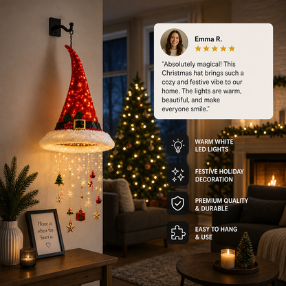 Christmas Santa Hat Lights with LED String Decorations