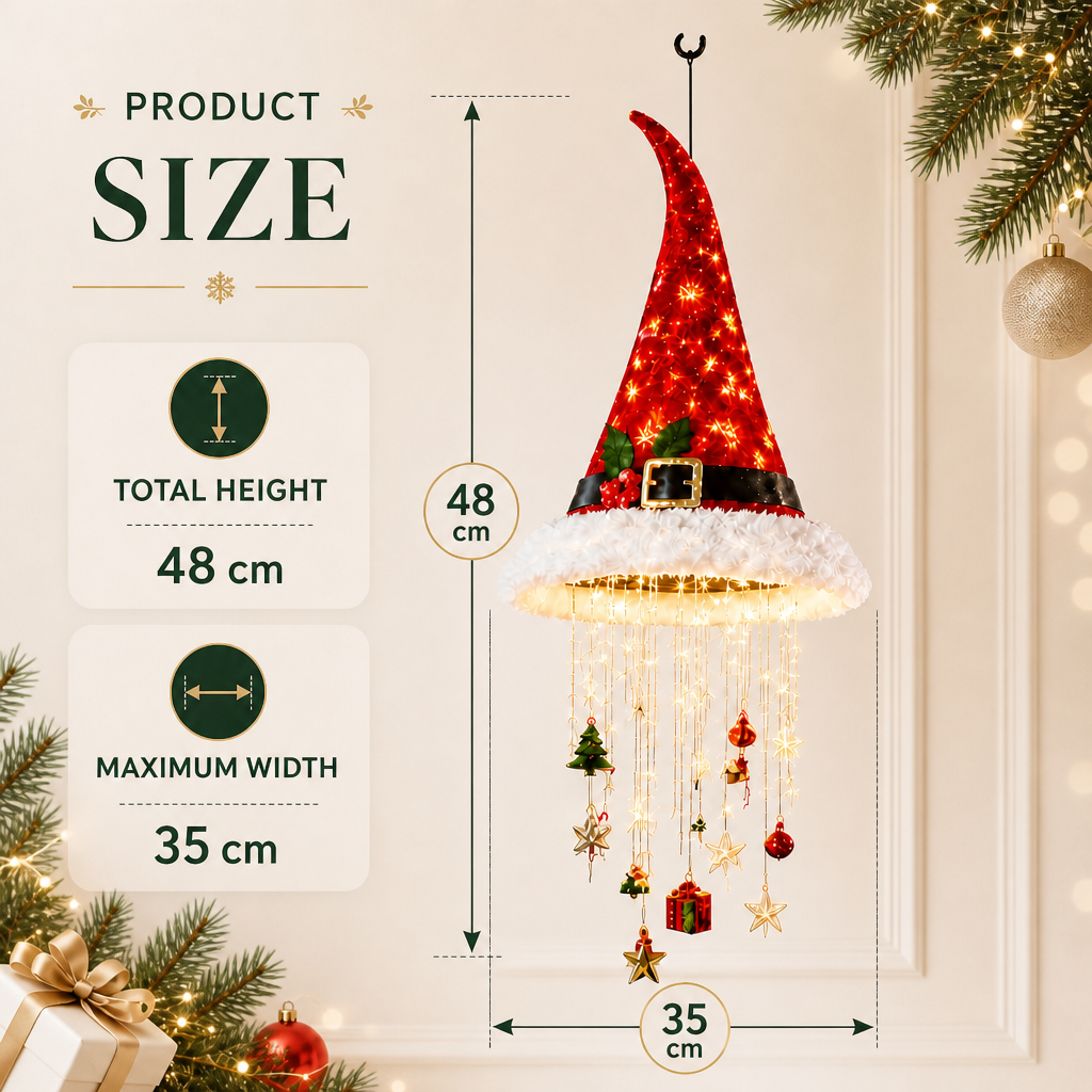 Christmas Santa Hat Lights with LED String Decorations