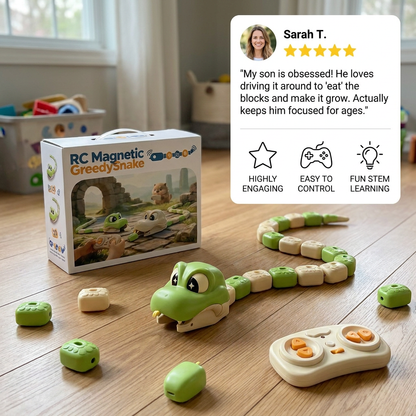 Interactive Growing RC Snake STEM Toy – Eats Blocks & Grows Longer
