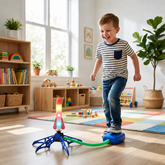 Safe & Soft Kids Rocket Launcher- Lightning Air-Powered Indoor Fun