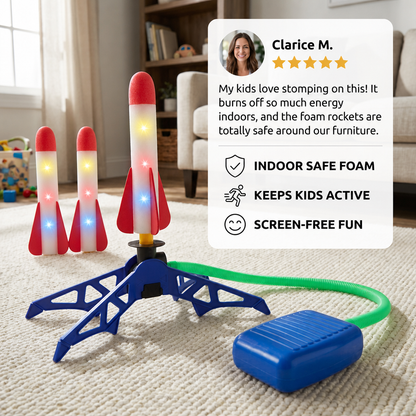 Safe & Soft Kids Rocket Launcher- Lightning Air-Powered Indoor Fun