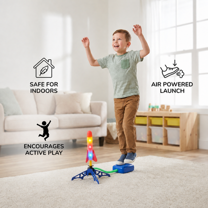 Safe & Soft Kids Rocket Launcher- Lightning Air-Powered Indoor Fun