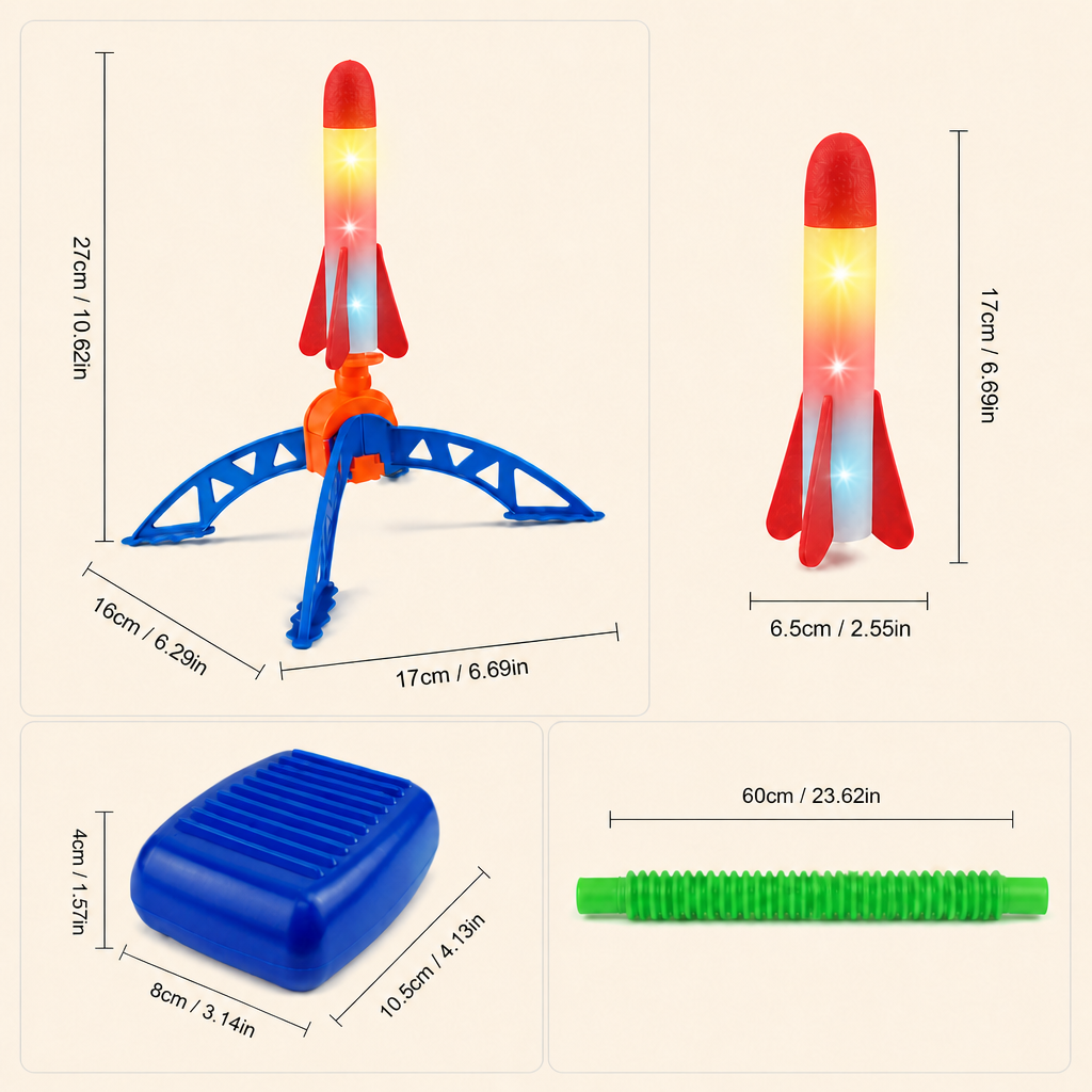Safe & Soft Kids Rocket Launcher- Lightning Air-Powered Indoor Fun