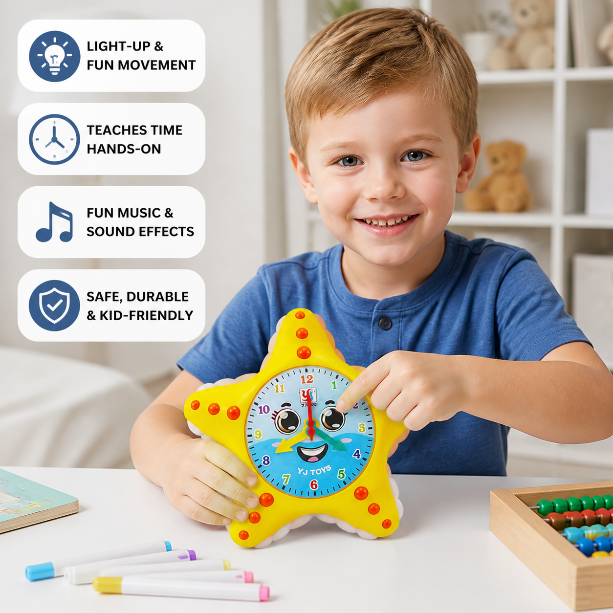 Starfish Clock Learning Toy – Interactive Time Teaching Toy for Kids
