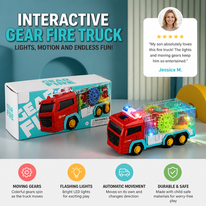 Interactive Gear Fire Truck Toy with Lights