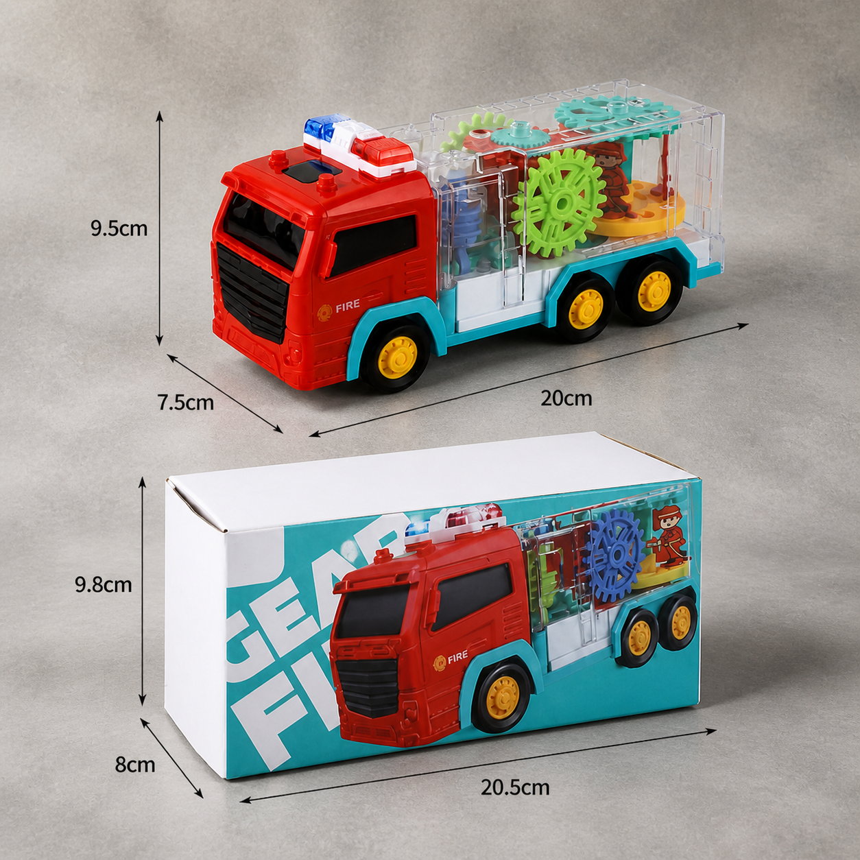 Interactive Gear Fire Truck Toy with Lights