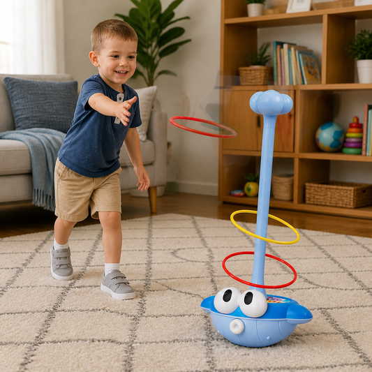3-in-1 Educational Activity Game – Ring Toss, Basketball & Sticky Ball