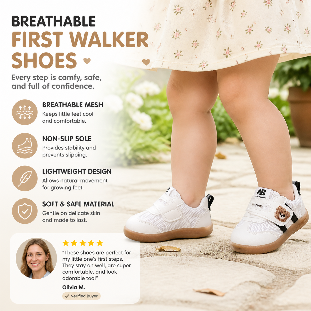 Breathable Baby & Toddler First Walking Shoes – Soft Sole & Non-Slip