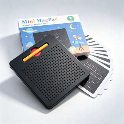 2-in-1 Magnetic Writing & Drawing Board with Snap-On Shape Tiles for Kids