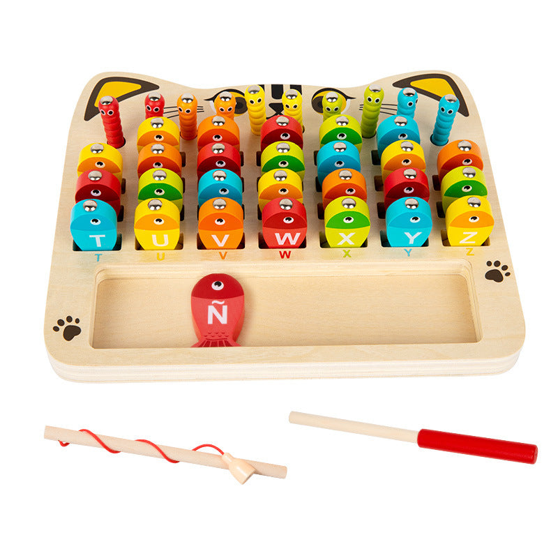 Wooden Magnetic Fishing Game – Alphabet, Math & Fine Motor Skills Learning Toy for Kids