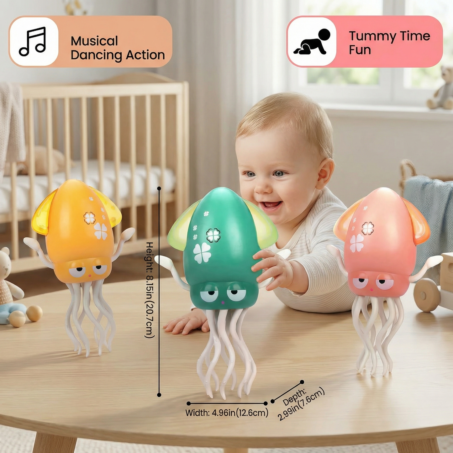 Dancing Squid Tummy Time Toy