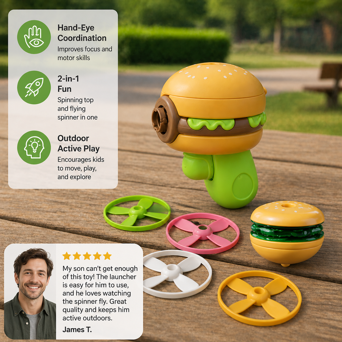 Kids’ 2-in-1 Spinning Top & Flying Spinner Launcher