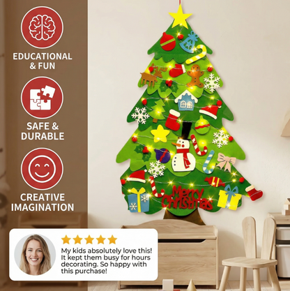 Montessori Felt Christmas Tree With Fairy Lights