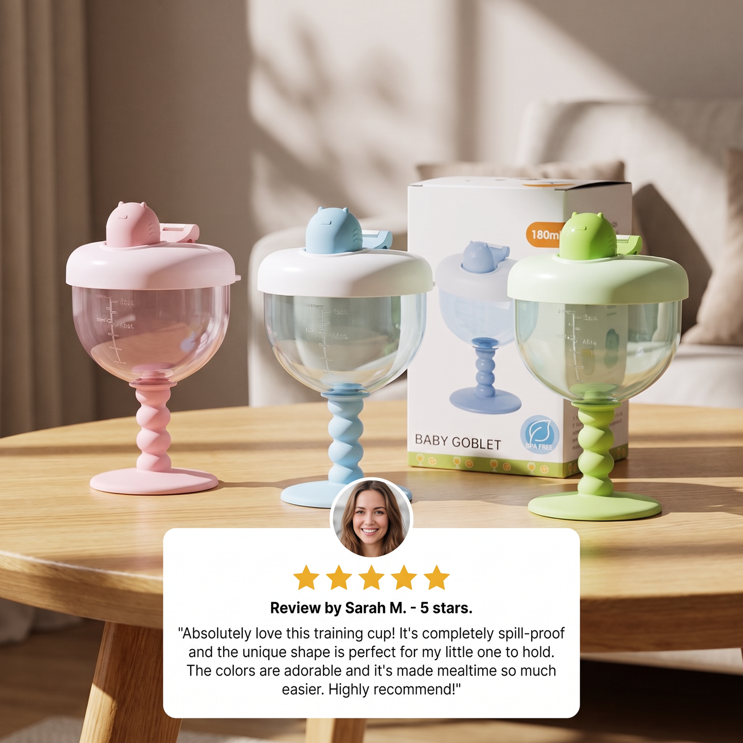 Spill-Proof Baby Straw Training Cup